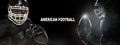 Sport concept. American football sportsman player on black background with copy space. Sport concept. Royalty Free Stock Photo