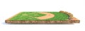 . Baseball field on a piece of ground isolation on a white background. 3d illustration Royalty Free Stock Photo