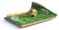 Sport concept. Football field on a piece of ground isolation on a white background