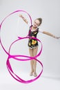 Sport Concepts. Little Happy Caucasian Female Rhythmic Gymnast I