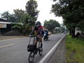 the sport of cycling. a man riding a bicycle in a bicycle tracksuit. 03 April 2020. Indonesia