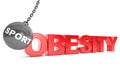 Sport Destroy Obesity Concept. Wrecking Ball as Sport with Obes Royalty Free Stock Photo