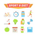 Sport and Diet Poster Icons Vector Illustration