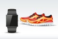 Sport digital smart watch and sneakers.