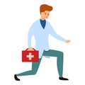 Sport doctor first aid kit icon, cartoon style