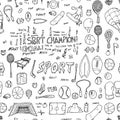 Sport doodle background seamless pattern. Drawing vector illustration hand drawn eps10 Royalty Free Stock Photo