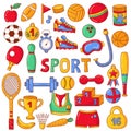 Sport doodle colorful icons vector set Royalty Free Stock Photo