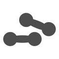 Sport dumbbell line and solid icon. Two heaviness women dumbbells with light weight symbol, outline style pictogram on