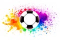 sport in this dynamic illustration featuring a soccer ball and a vibrant paint splash.