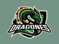 Sport and e-sport Team Mascot Logo , Green Dragon Vector Illustration