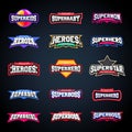 Sport emblem typography set. Super logo for your t-shirt. Mega logotype collection