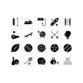 Sport Equipment flat line icons set. Sports Games Equipment  and activities. Simple flat vector illustration for store, web site Royalty Free Stock Photo