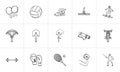 Sports and equipment hand drawn outline doodle icon set. Royalty Free Stock Photo