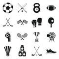 Sport equipment icons set, simple style Royalty Free Stock Photo