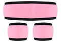 Sport equipment - pink training headband and wristbands isolated on white background. Sport headband Royalty Free Stock Photo