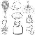 Sport equipment various doodle style