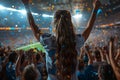 Sport event with cheering fans in a stadium