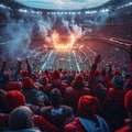 Sport event with cheering fans in a stadium