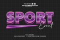 Sport Event Vector Text Effect Editable Royalty Free Stock Photo