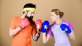 Sport for everyone. Amateur boxing club. Equal possibilities. Strength and power. Man and woman in boxing gloves. Family Royalty Free Stock Photo