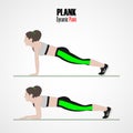 Sport exercises. Exercises with free weight. Dynamic plank. Illustration of an active lifestyle.