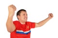 Sport fan man with hands up Royalty Free Stock Photo