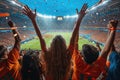 Sport fans celebrate while winning. football and soccer concept. Generative AI