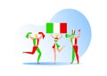 Sport fans,Italian people celebrating a football team. Active team support Soccer symbol and victory celebration