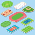 Sport field vector flat isometric icon set