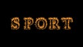 Sport fire text effect black background