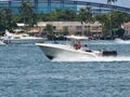 Sport fishing boat speeding on the Florida Intra-Coastal waterway Royalty Free Stock Photo