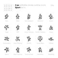 Sport and Fitness Activity outline vector icons. Run, Yoga, Stair Stepper, High-intensity interval training, Tai Chi