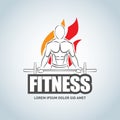 Sport Fitness club creative concept. Bodybuilder Fitness Model Illustration, Gym club logotype, Sign, Symbol, badge.fitness vector Royalty Free Stock Photo