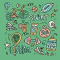 Sport and fitness doodle elements Royalty Free Stock Photo