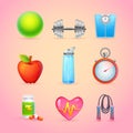 Sport and Fitness Items Realistic Icons Royalty Free Stock Photo