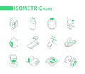 Sport and fitness - line isometric icons set Royalty Free Stock Photo