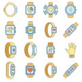 Sport fitness tracker icon set vector color