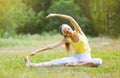 Sport, fitness, yoga - concept, woman doing exercise Royalty Free Stock Photo