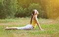 Sport, fitness, yoga - concept, woman doing exercise Royalty Free Stock Photo