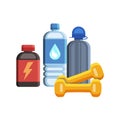 Sport flat icons, gym and fitness kit elements. Sport concept
