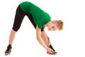 Sport. Flexible fitness girl doing stretching exercise Royalty Free Stock Photo