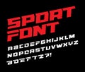 Sport font bold italic letters with dynamic slant and geometric cut for speed race, battle, fast delivery or fight