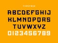 Sport font. Vector alphabet with latin letters and numbers