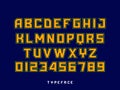 Sport font. Vector alphabet with latin letters and numbers