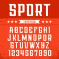 Sport font. Vector alphabet with latin letters and numbers