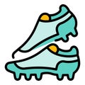 Sport footbal boots icon color outline vector