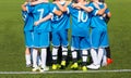 The sport football team with coach. Group photo Royalty Free Stock Photo