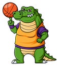 sport funny crocodile Playing basketball