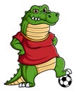 sport funny crocodile Playing football