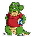 sport funny crocodile Playing volleyball